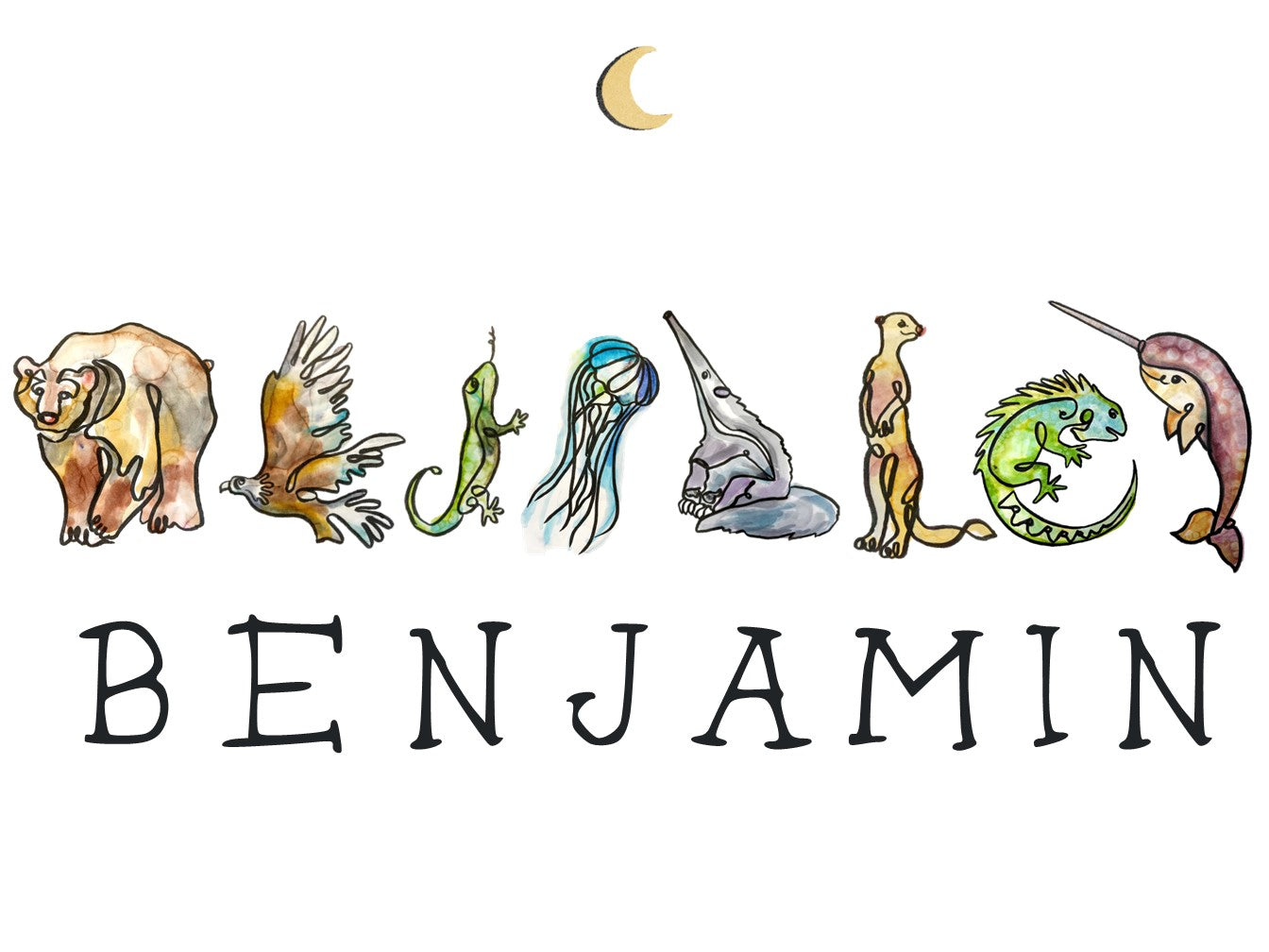 Personalised Animal Name Prints - A3 Framed