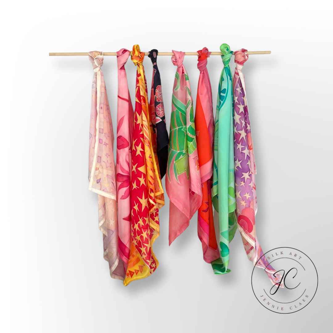 Romance Magnolia Handmade 100% Silk Scarf