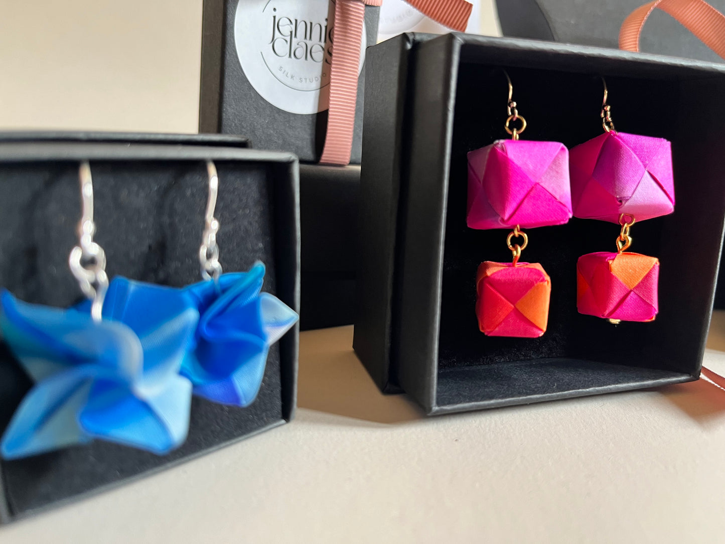Origami Silk Rose earrings