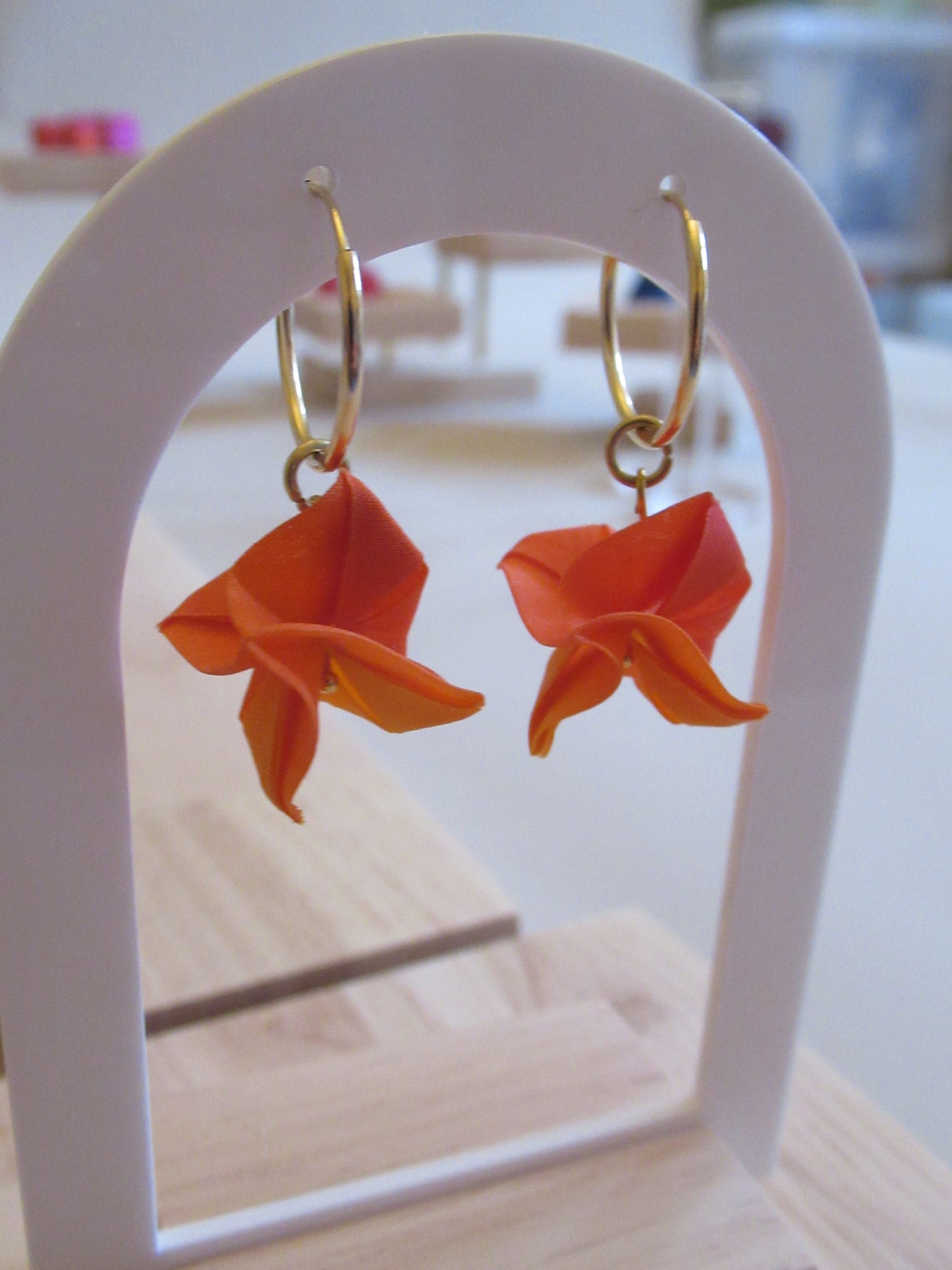 Origami Silk Rose earrings