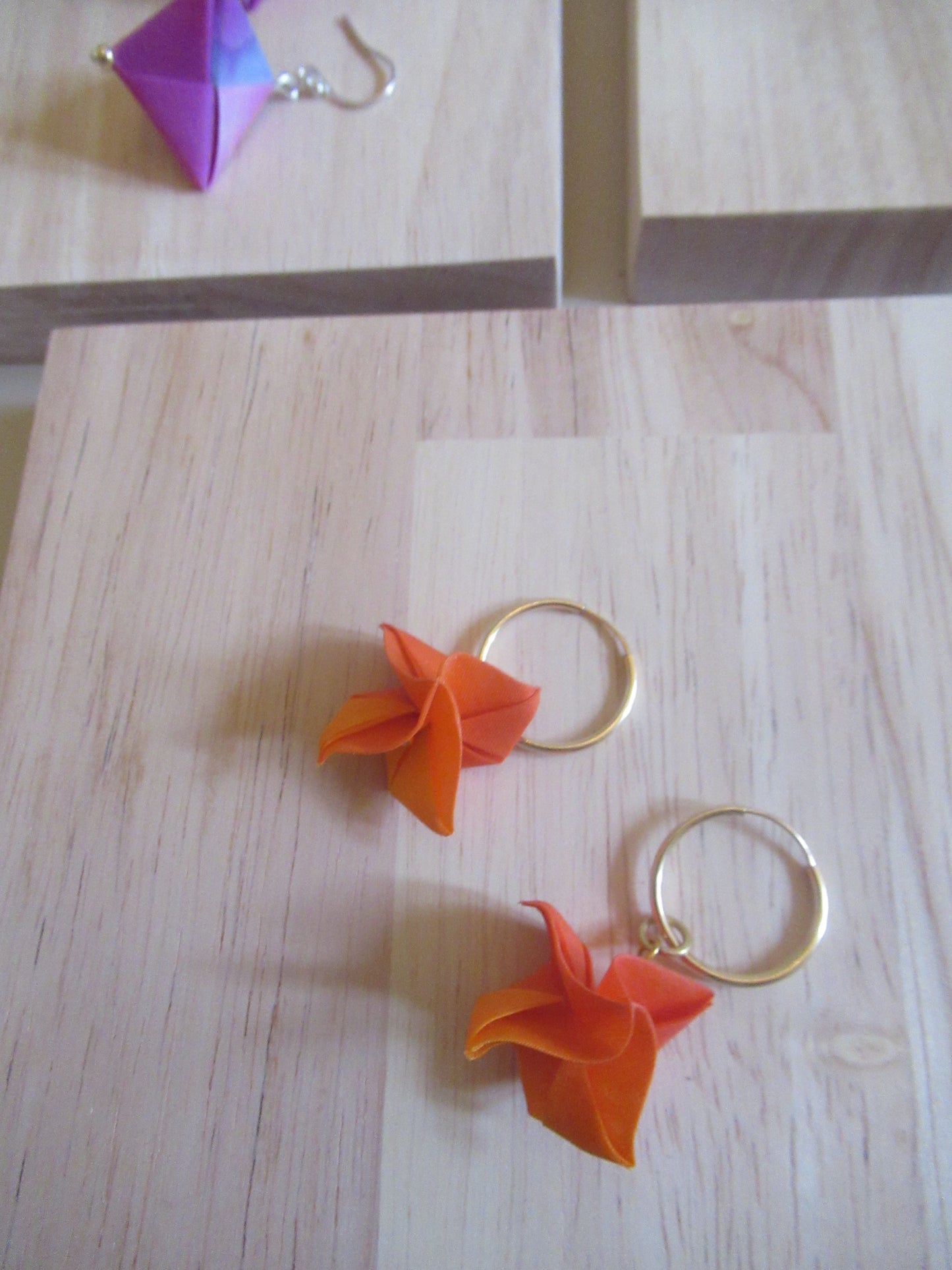 Origami Silk Rose earrings