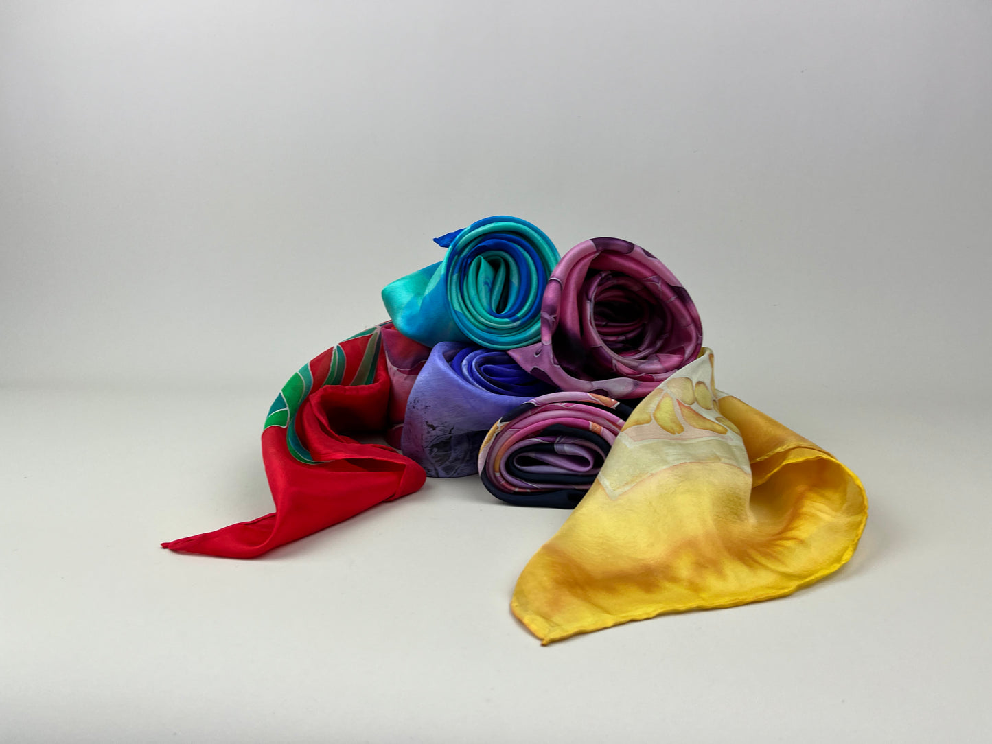 Bright Blue Olive - Silk Scarf hand painted and handmade beautiful gift