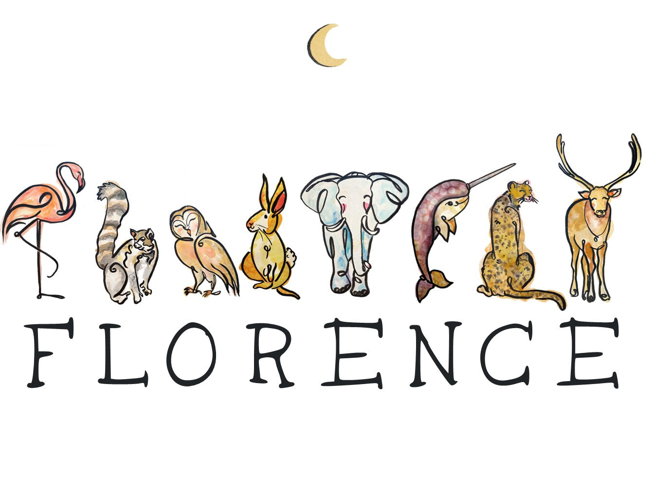 Personalised Animal Name Prints - A3 Framed